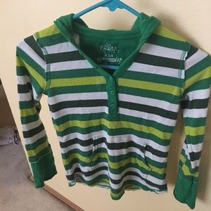 Green and white striped girls shirt